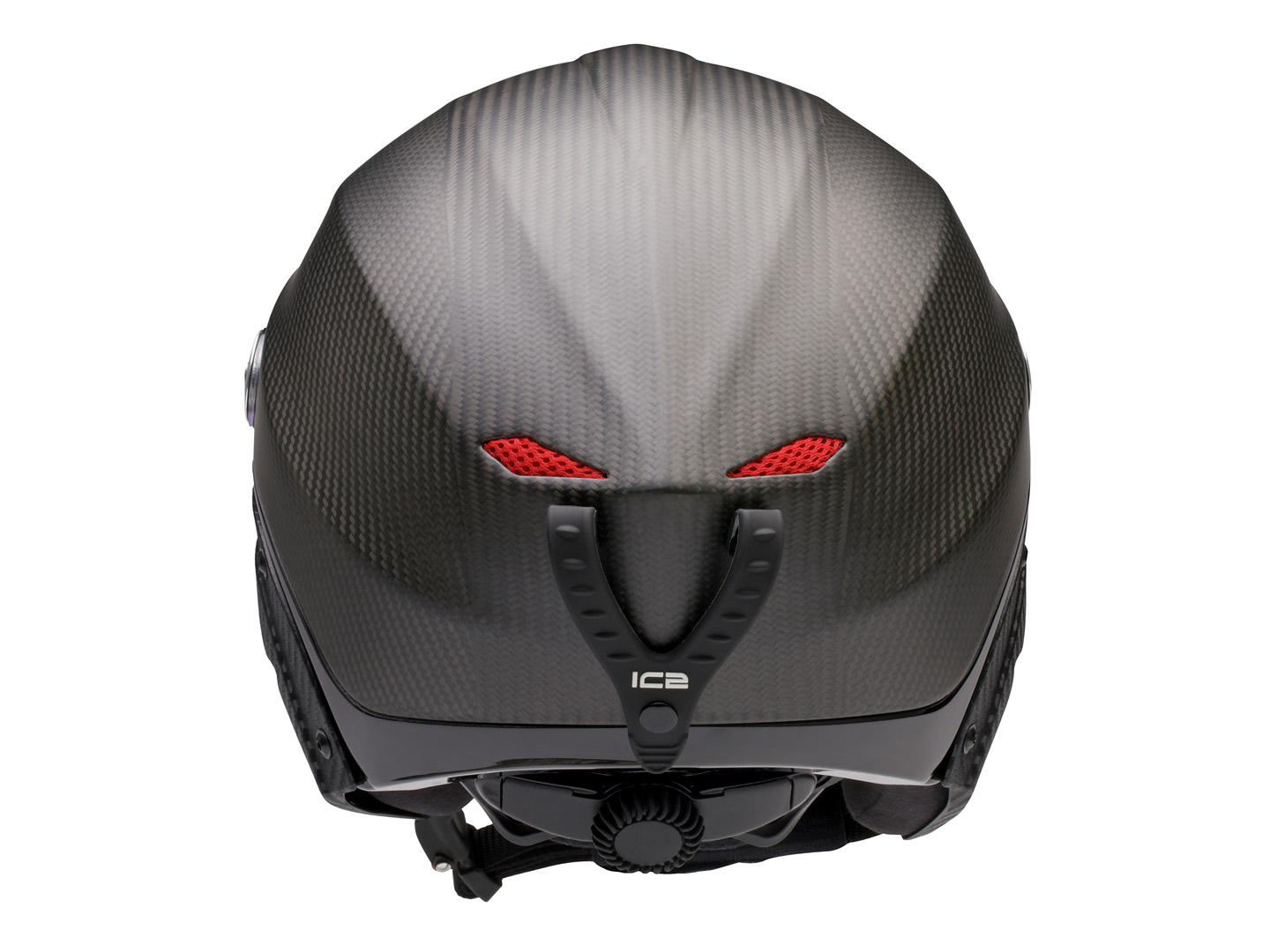 Nevo helmet, gloss-finish carbon fibre, grey edge trim